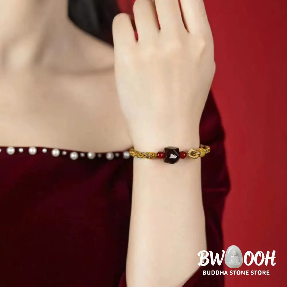 Buddha Stones Chinese Zodiac Natal Buddha Small Leaf Red Sandalwood Red String Protection Bracelet - BWOOOH - Bracelet