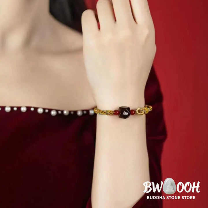 Buddha Stones Chinese Zodiac Natal Buddha Small Leaf Red Sandalwood Red String Protection Bracelet - BWOOOH - Bracelet