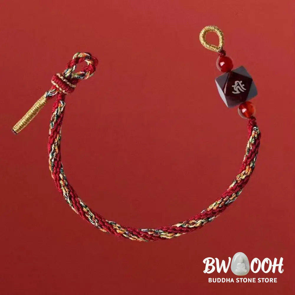 Buddha Stones Chinese Zodiac Natal Buddha Small Leaf Red Sandalwood Red String Protection Bracelet - BWOOOH - Bracelet