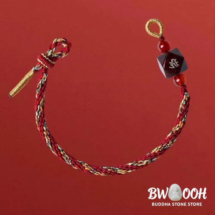 Buddha Stones Chinese Zodiac Natal Buddha Small Leaf Red Sandalwood Red String Protection Bracelet - BWOOOH - Bracelet
