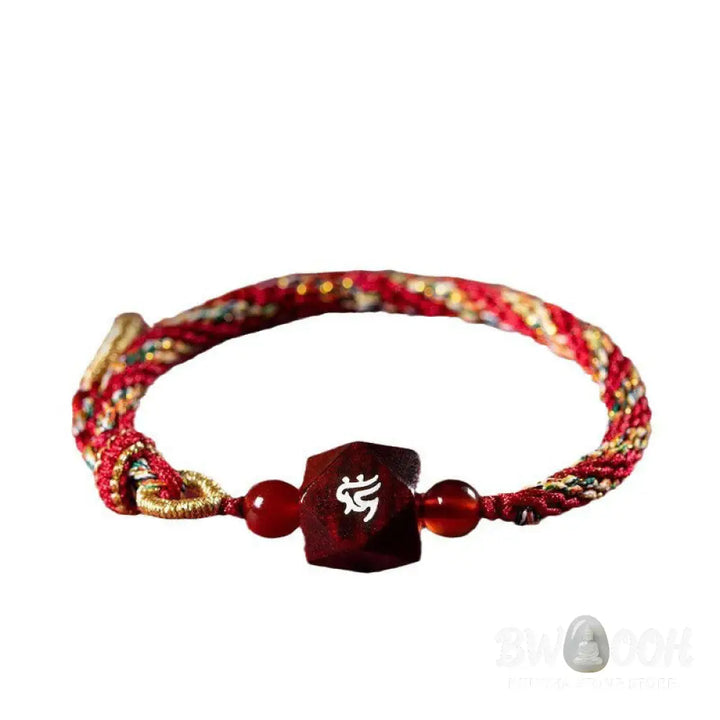 Buddha Stones Chinese Zodiac Natal Buddha Small Leaf Red Sandalwood Red String Protection Bracelet - BWOOOH - Bracelet