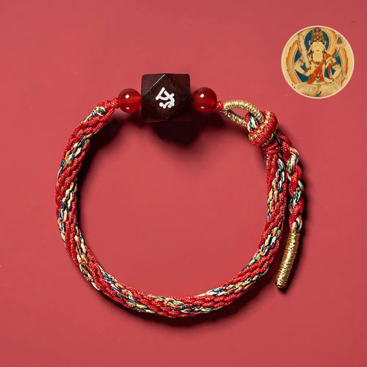 Buddha Stones Chinese Zodiac Natal Buddha Small Leaf Red Sandalwood Red String Protection Bracelet - BWOOOH