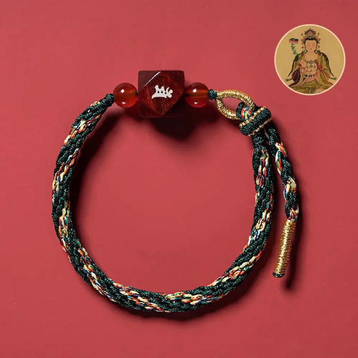 Buddha Stones Chinese Zodiac Natal Buddha Small Leaf Red Sandalwood Red String Protection Bracelet - BWOOOH
