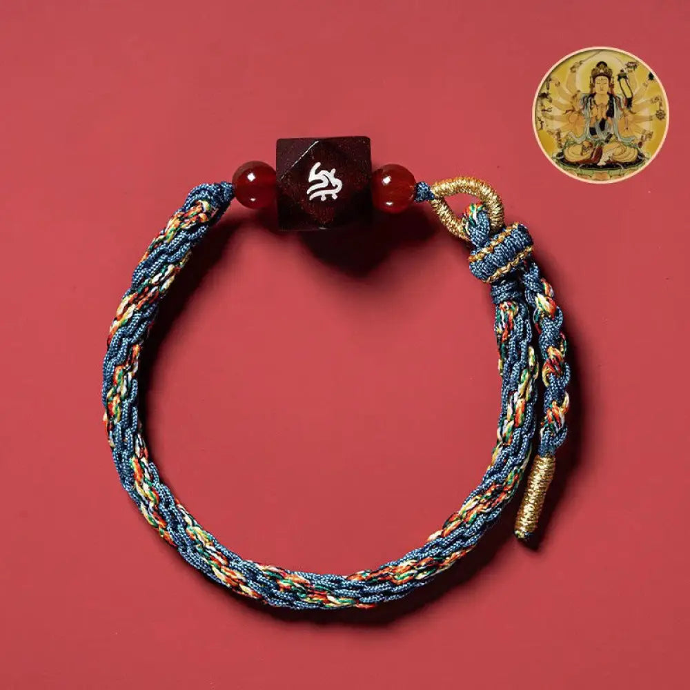Buddha Stones Chinese Zodiac Natal Buddha Small Leaf Red Sandalwood Red String Protection Bracelet - BWOOOH