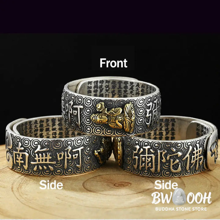 Buddha Stones Chinese Zodiac Natal Buddha Wealth Luck Adjustable Ring - BWOOOH - Rings