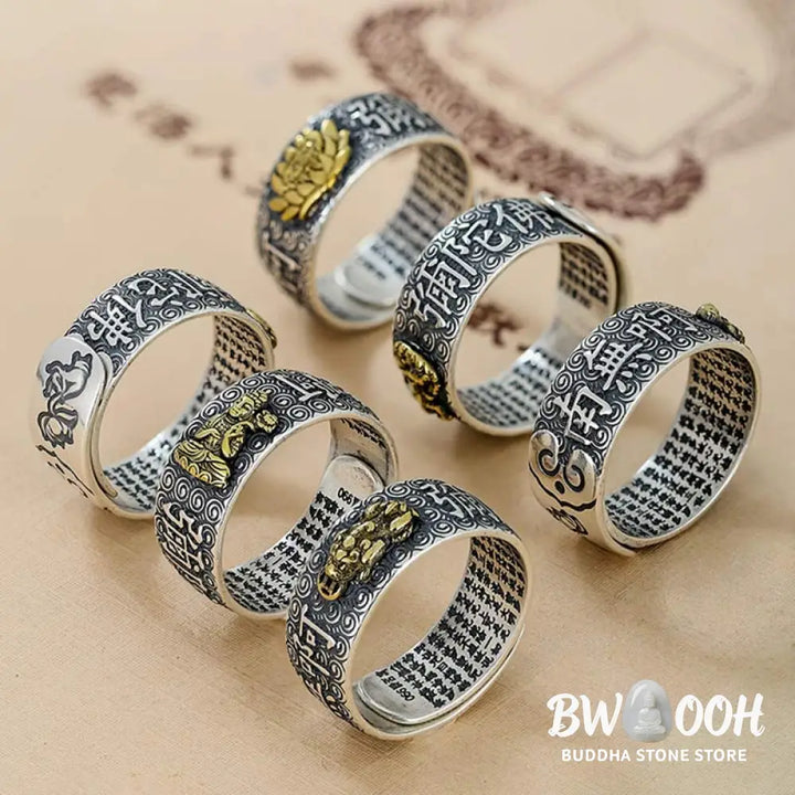 Buddha Stones Chinese Zodiac Natal Buddha Wealth Luck Adjustable Ring - BWOOOH - Rings