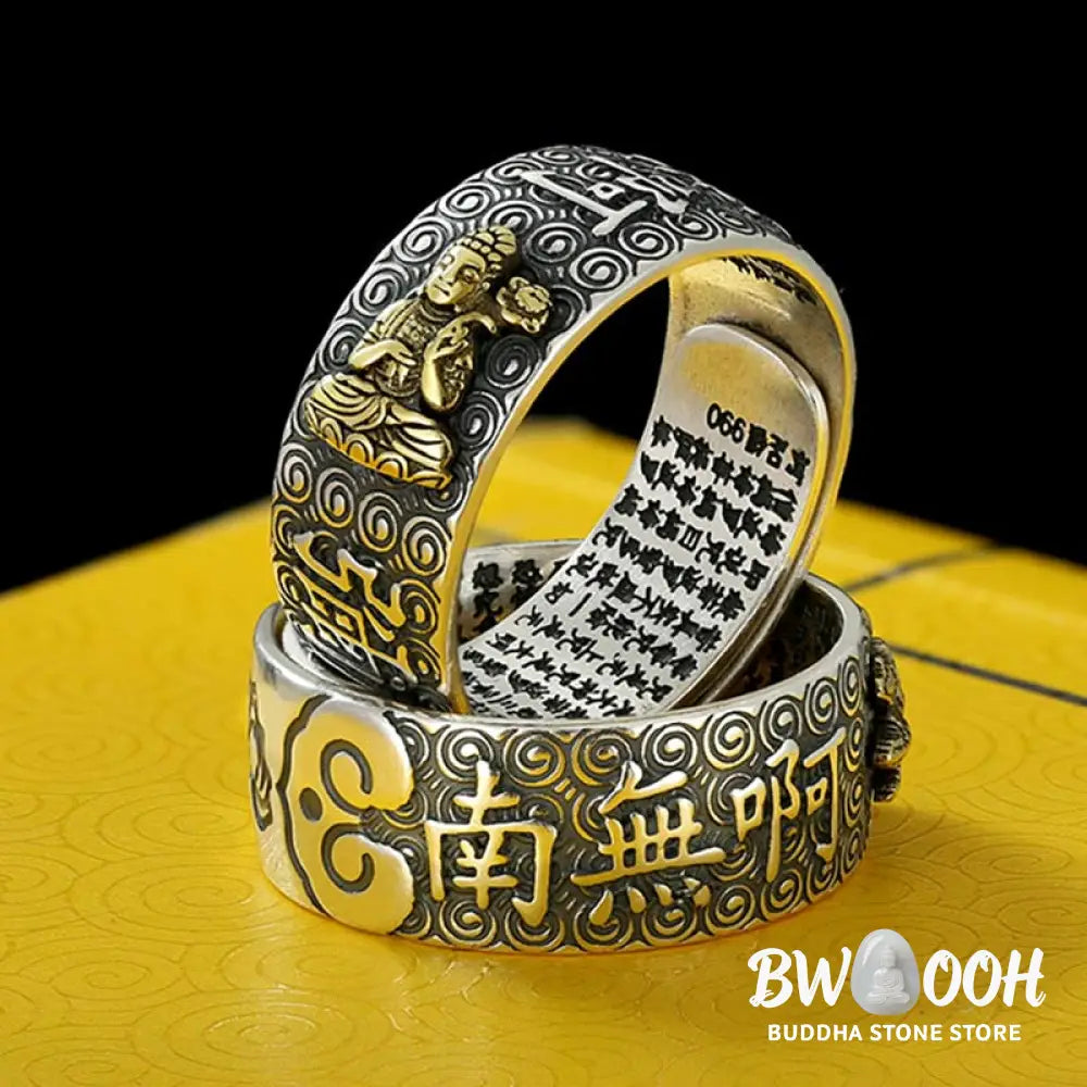 Buddha Stones Chinese Zodiac Natal Buddha Wealth Luck Adjustable Ring - BWOOOH - Rings