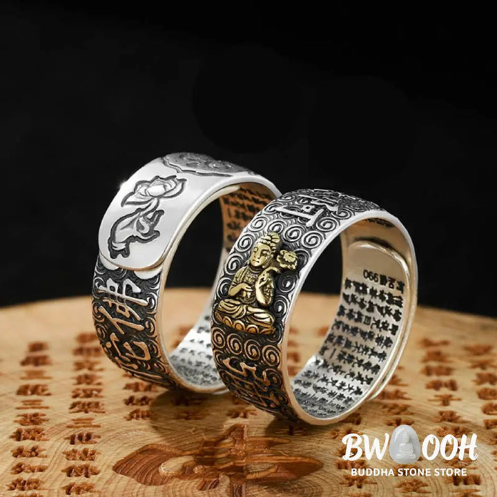 Buddha Stones Chinese Zodiac Natal Buddha Wealth Luck Adjustable Ring - BWOOOH - Rings