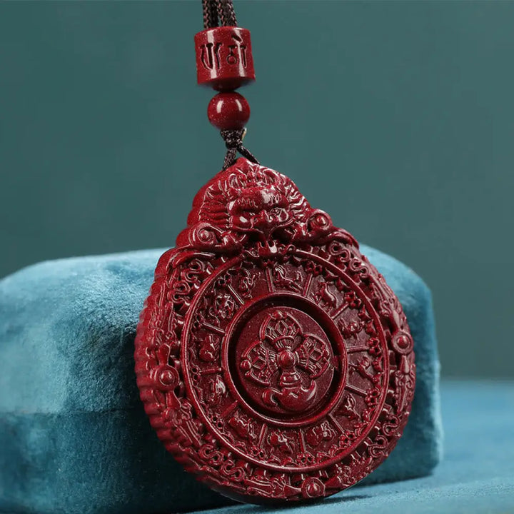 BWOOOH Chinese Zodiac Natural Cinnabar Bagua Amulet Evil Spirits Necklace Pendant - Chinese zodiac necklace
