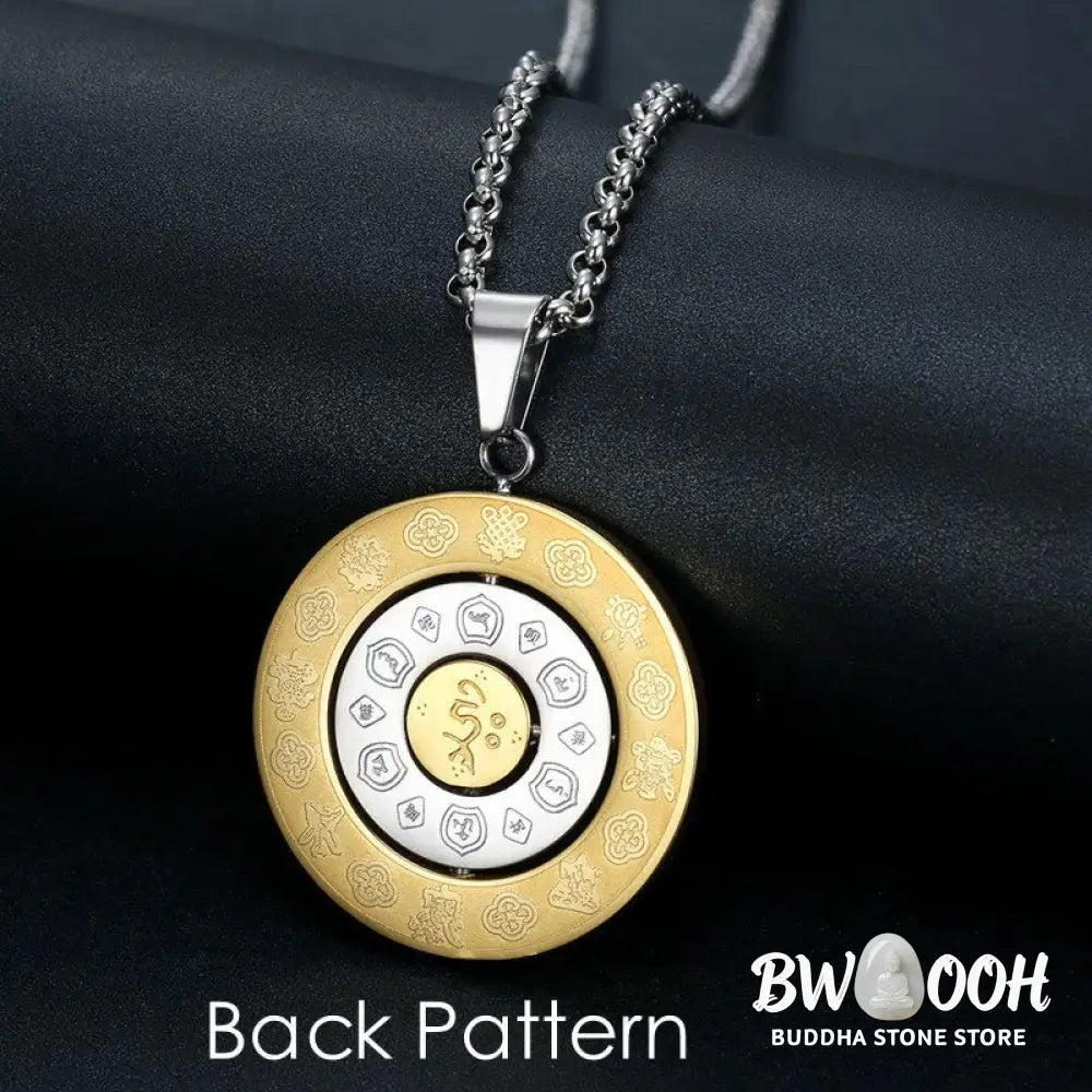 Buddha Stones Chinese Zodiac Nine Palaces Eight Diagrams Bagua Amulet Harmony Necklace Rotatable Pendant - BWOOOH
