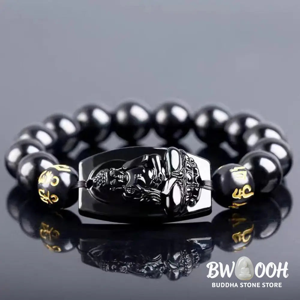 Buddha Stones Chinese Zodiac Obsidian Protection Bracelet - Bracelet