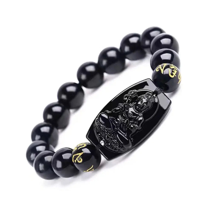 Buddha Stones Chinese Zodiac Obsidian Protection Bracelet - Horse-12mm - Bracelet