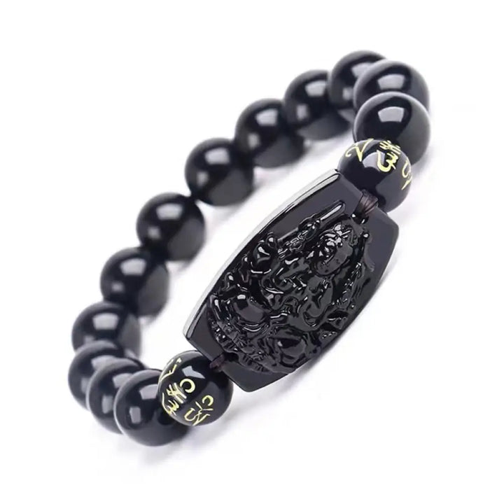 Buddha Stones Chinese Zodiac Obsidian Protection Bracelet - Rat-12mm - Bracelet