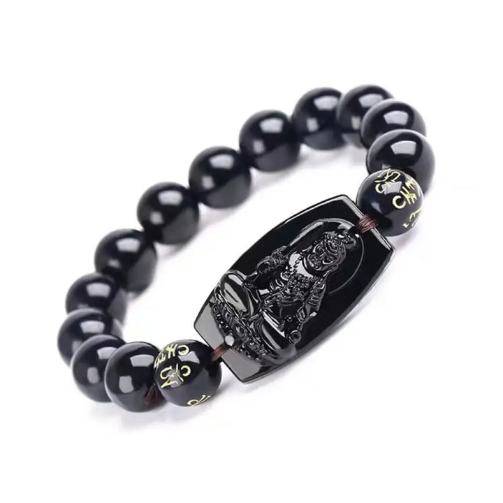 Buddha Stones Chinese Zodiac Obsidian Protection Bracelet - Rooster-12mm - Bracelet