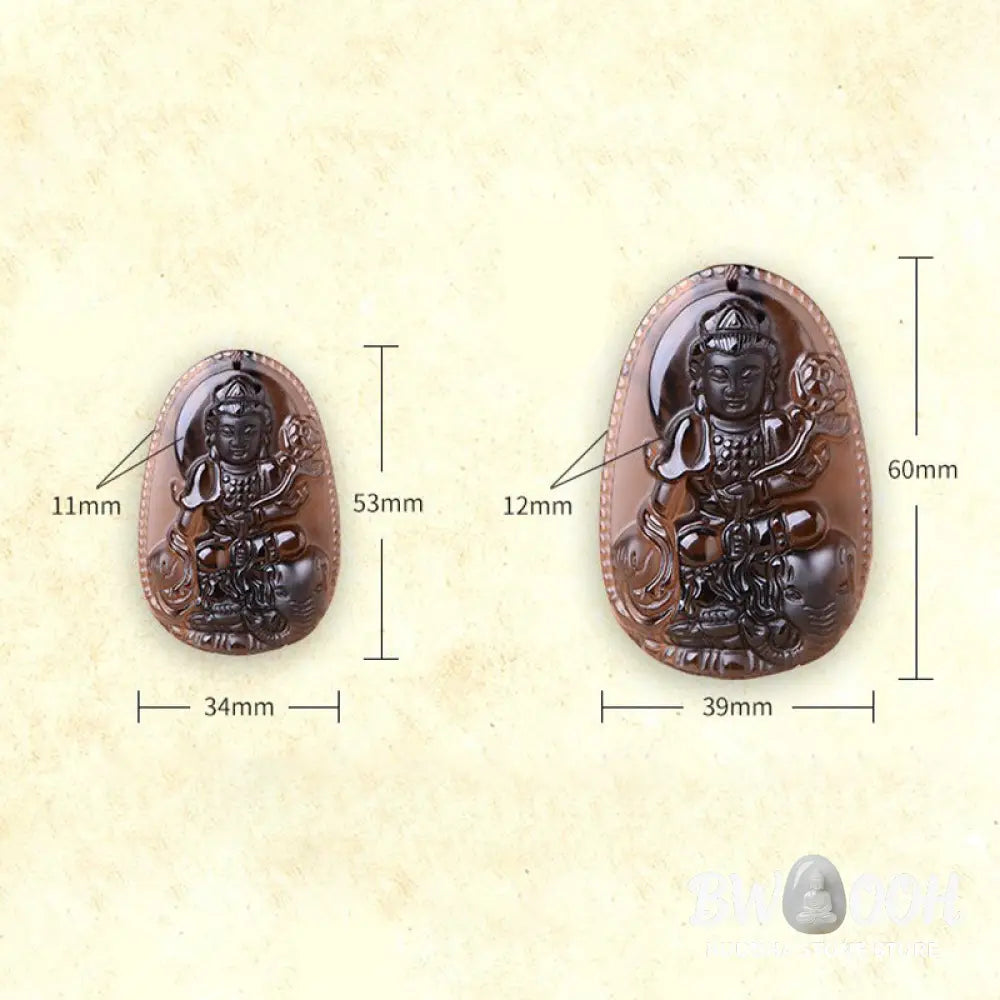 Buddha Stones Chinese Zodiac Obsidian Protection Necklace - BWOOOH - Necklace