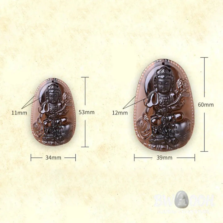 Buddha Stones Chinese Zodiac Obsidian Protection Necklace - BWOOOH - Necklace