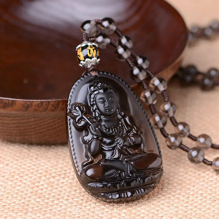 Buddha Stones Chinese Zodiac Obsidian Protection Necklace - BWOOOH - M-Horse - Necklace