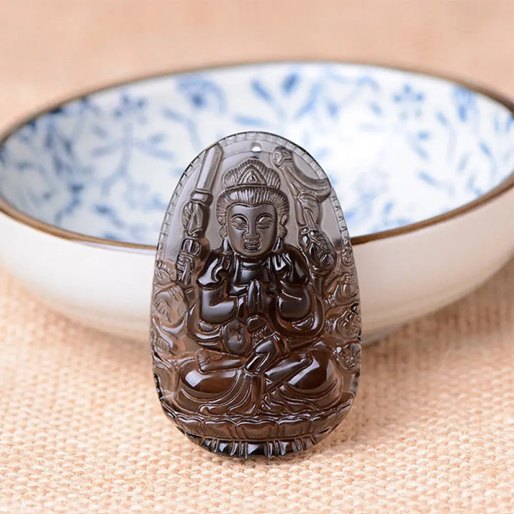 Buddha Stones Chinese Zodiac Obsidian Protection Necklace - BWOOOH - M-Rat - Necklace