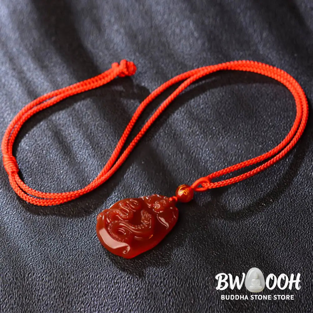 Buddha Stones Chinese Zodiac Red Agate Calm Necklace Pendant - BWOOOH - Necklaces & Pendants