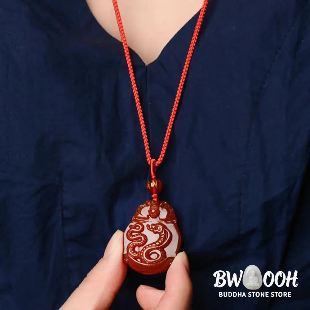 Buddha Stones Chinese Zodiac Red Agate Calm Necklace Pendant - BWOOOH - Necklaces &amp; Pendants