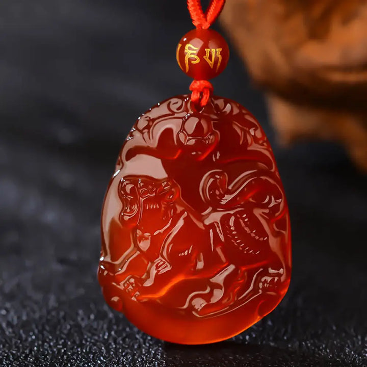 Buddha Stones Chinese Zodiac Red Agate Calm Necklace Pendant - BWOOOH - Tiger - Necklaces &amp; Pendants