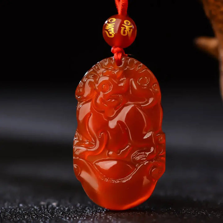 Buddha Stones Chinese Zodiac Red Agate Luck Necklace Pendant - BWOOOH - Dog - Necklaces &amp; Pendants