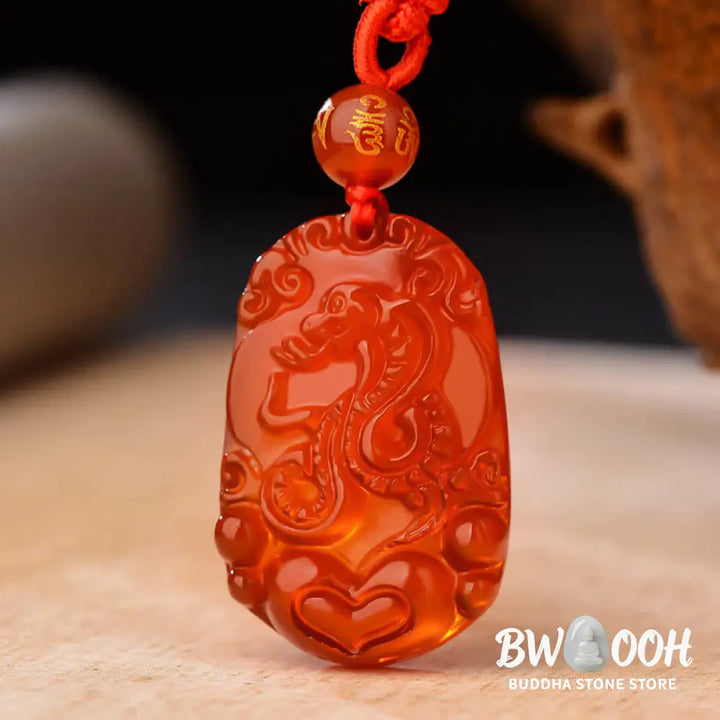 Buddha Stones Chinese Zodiac Red Agate Luck Necklace Pendant - BWOOOH - Necklaces &amp; Pendants