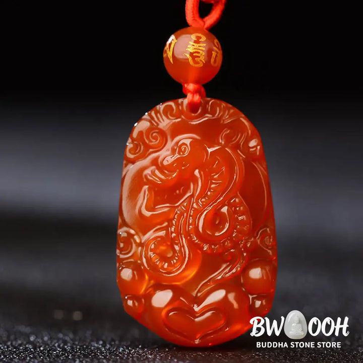 Buddha Stones Chinese Zodiac Red Agate Luck Necklace Pendant - BWOOOH - Necklaces &amp; Pendants
