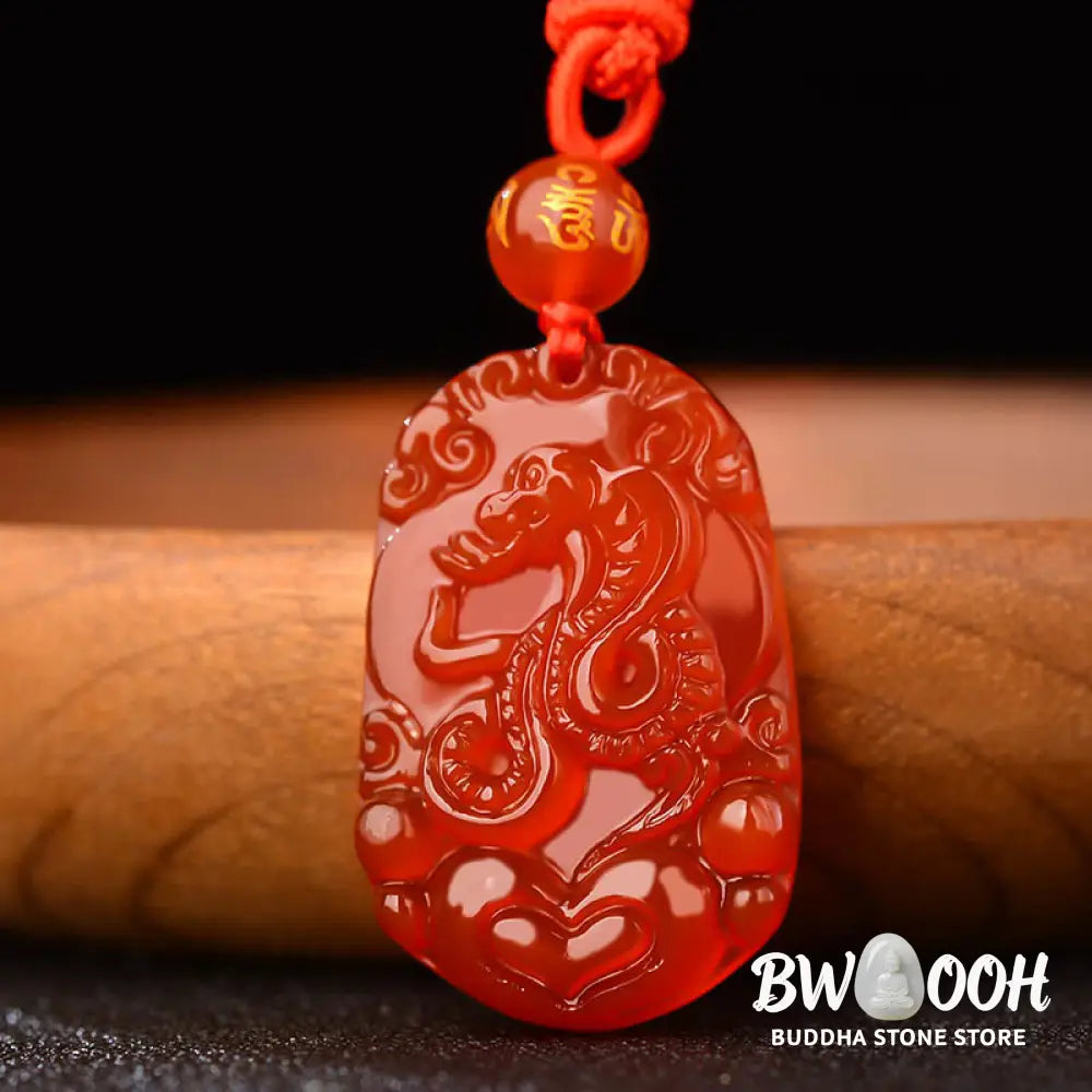 Buddha Stones Chinese Zodiac Red Agate Luck Necklace Pendant - BWOOOH - Necklaces &amp; Pendants