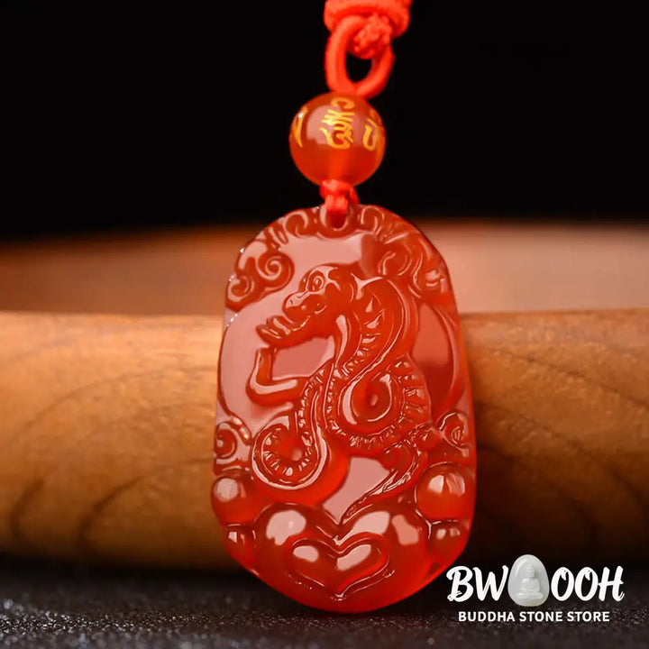 Buddha Stones Chinese Zodiac Red Agate Luck Necklace Pendant - BWOOOH - Necklaces &amp; Pendants