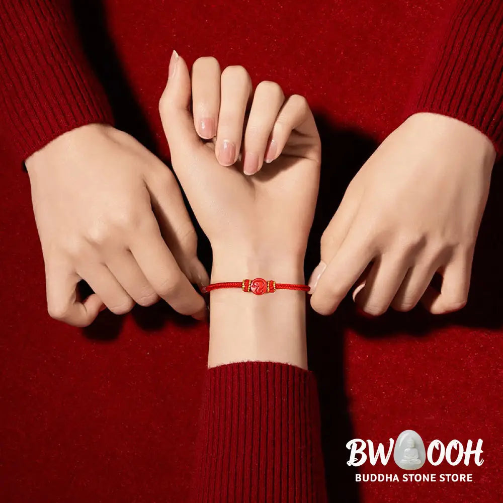 Buddha Stones Chinese Zodiac Red String Eight Thread Peace Knot Cinnabar Protection Luck Bracelet - BWOOOH - Bracelet