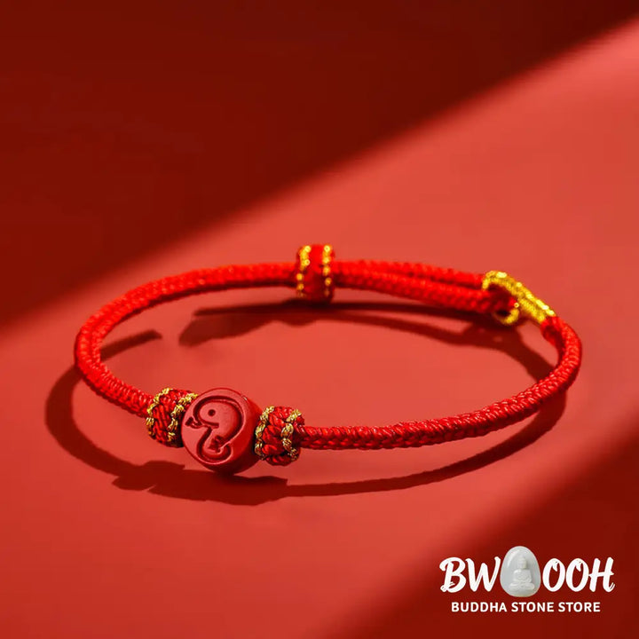 Buddha Stones Chinese Zodiac Red String Eight Thread Peace Knot Cinnabar Protection Luck Bracelet - BWOOOH - Bracelet