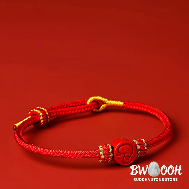 Buddha Stones Chinese Zodiac Red String Eight Thread Peace Knot Cinnabar Protection Luck Bracelet - BWOOOH - Bracelet