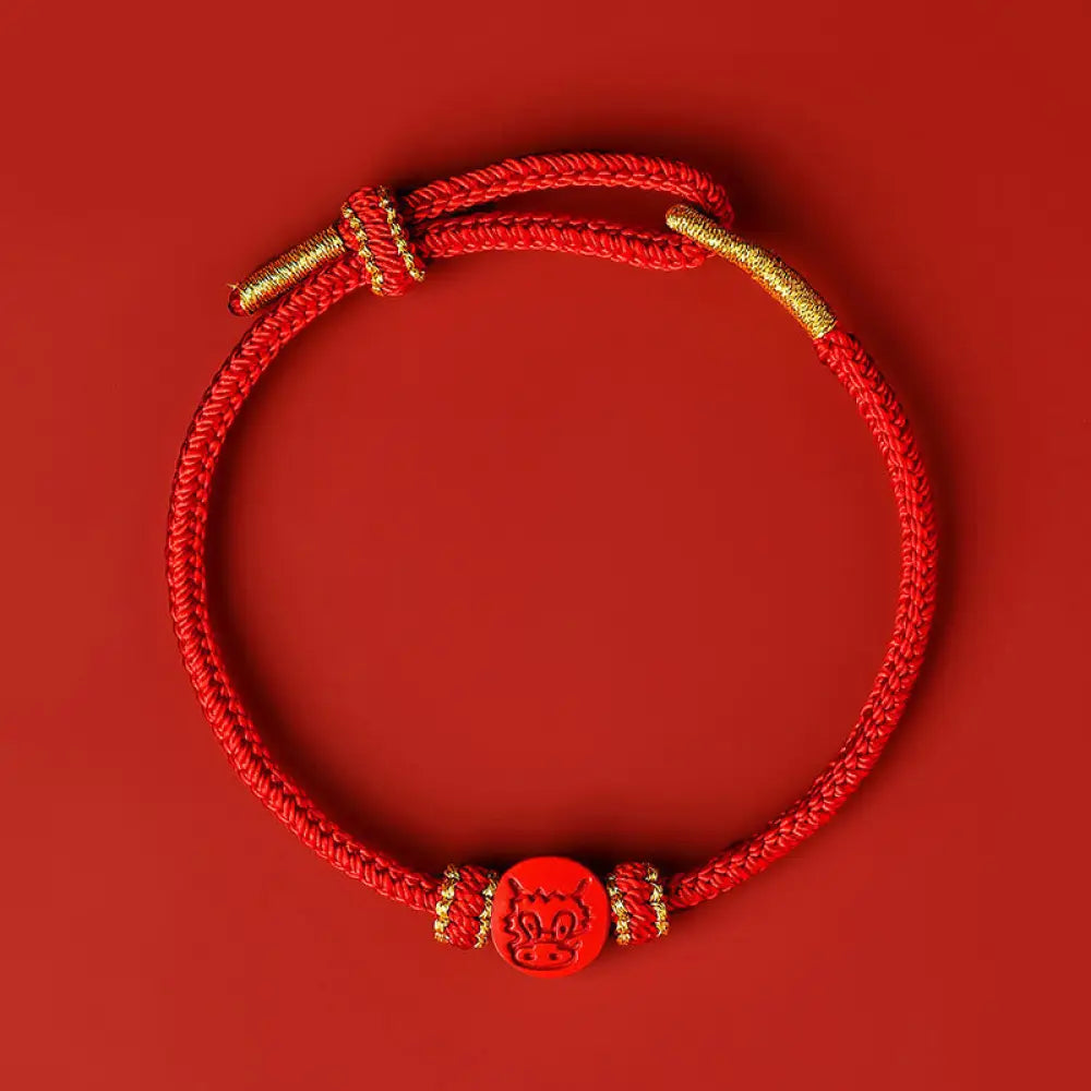 Buddha Stones Chinese Zodiac Red String Eight Thread Peace Knot Cinnabar Protection Luck Bracelet - BWOOOH - Dragon