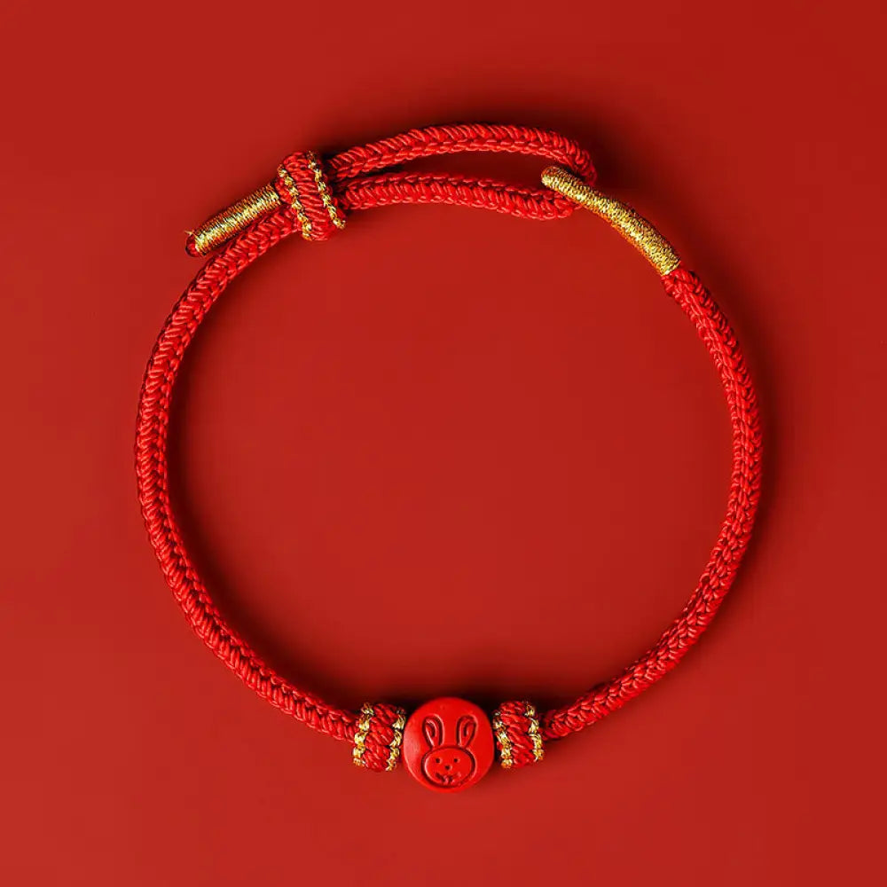 Buddha Stones Chinese Zodiac Red String Eight Thread Peace Knot Cinnabar Protection Luck Bracelet - BWOOOH - Rabbit