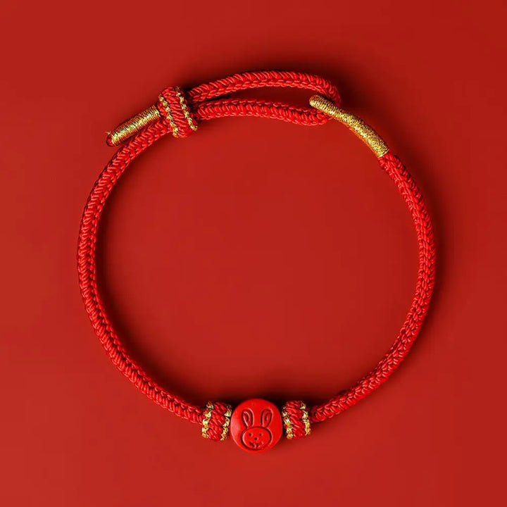 Buddha Stones Chinese Zodiac Red String Eight Thread Peace Knot Cinnabar Protection Luck Bracelet - BWOOOH - Rabbit