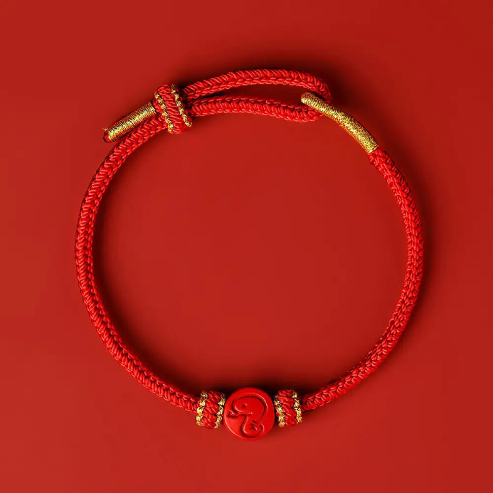 BWOOOH Chinese Zodiac Red String Eight Thread Peace Knot Cinnabar Protection Luck Bracelet - BWOOOH - Snake