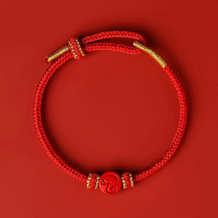 BWOOOH Chinese Zodiac Red String Eight Thread Peace Knot Cinnabar Protection Luck Bracelet - BWOOOH - Snake