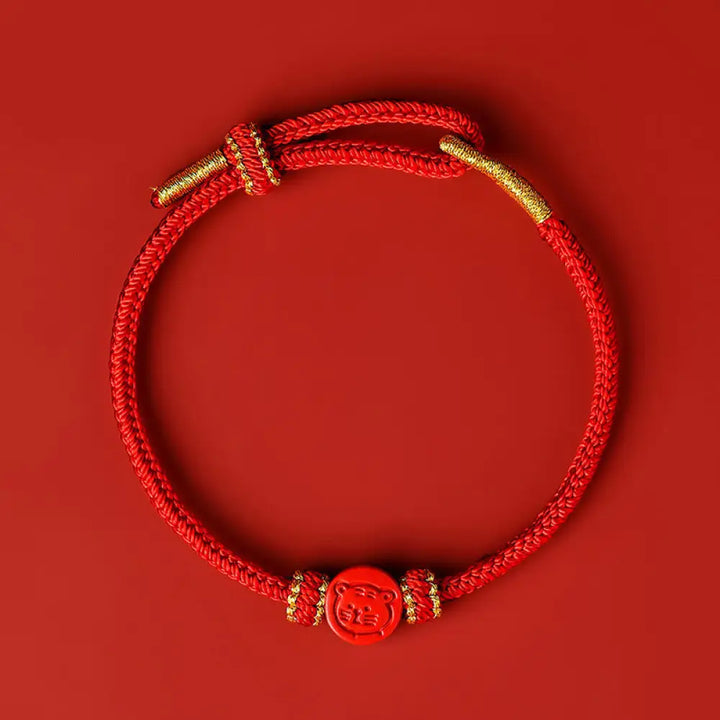 Buddha Stones Chinese Zodiac Red String Eight Thread Peace Knot Cinnabar Protection Luck Bracelet - BWOOOH - Tiger