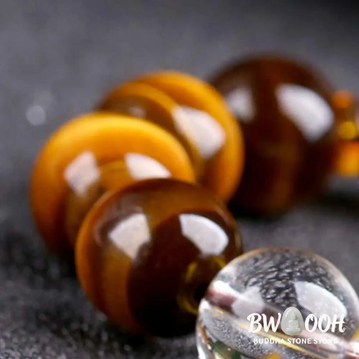 Buddha Stones Chinese Zodiac Tiger Eye White Crystal Courage Bracelet - BWOOOH - Bracelet