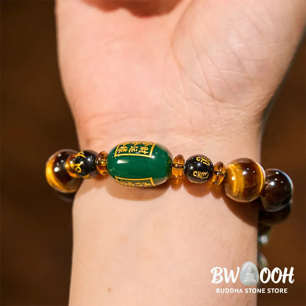Buddha Stones Chinese Zodiac Tiger Eye White Crystal Courage Bracelet - BWOOOH - Bracelet