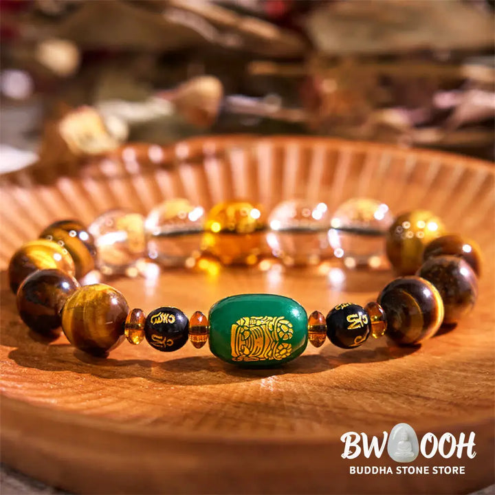 Buddha Stones Chinese Zodiac Tiger Eye White Crystal Courage Bracelet - BWOOOH - Bracelet
