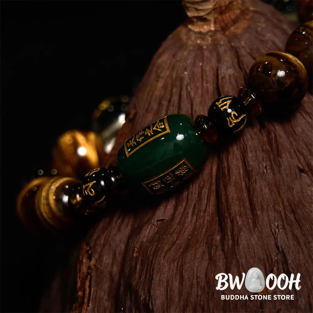 Buddha Stones Chinese Zodiac Tiger Eye White Crystal Courage Bracelet - BWOOOH - Bracelet