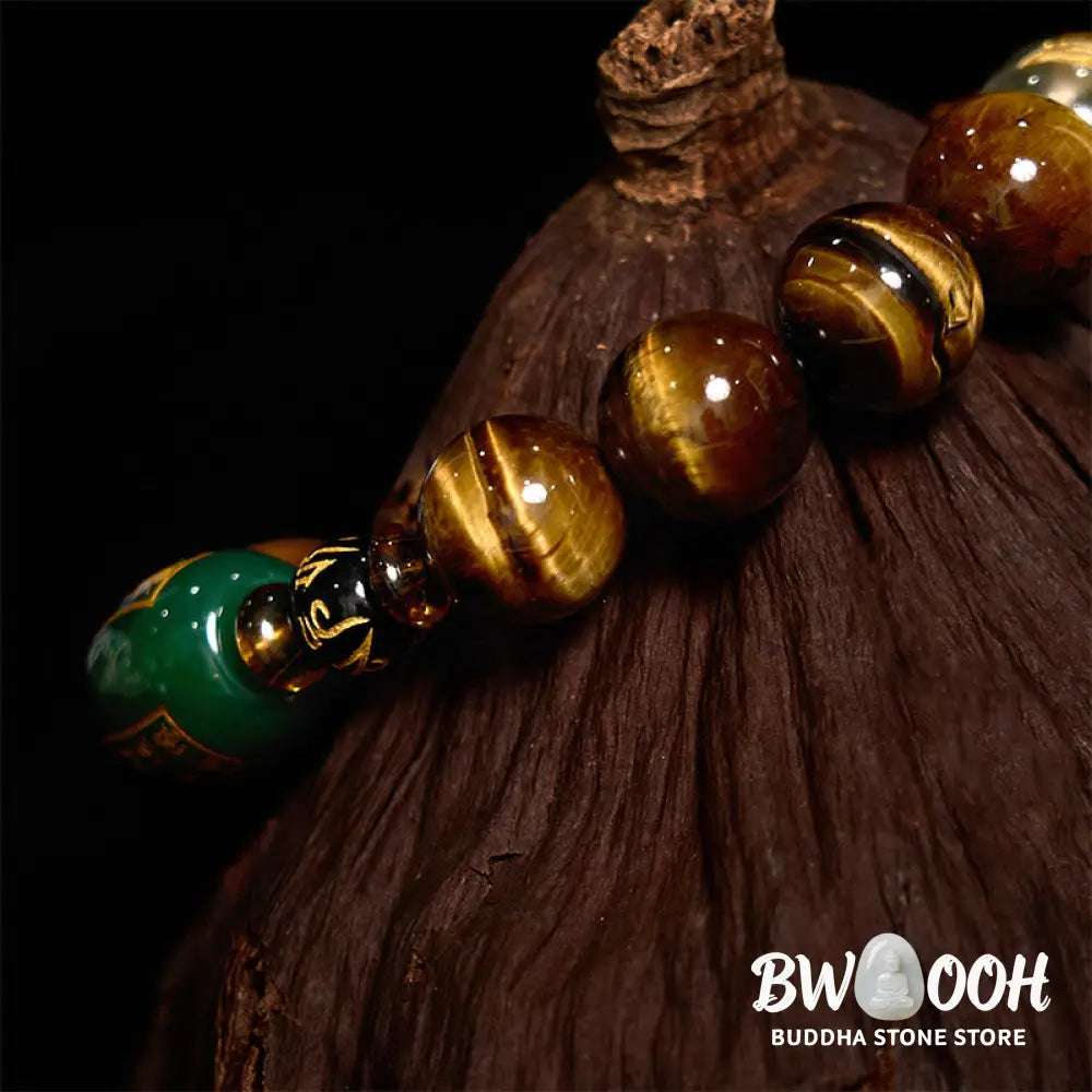 Buddha Stones Chinese Zodiac Tiger Eye White Crystal Courage Bracelet - BWOOOH - Bracelet