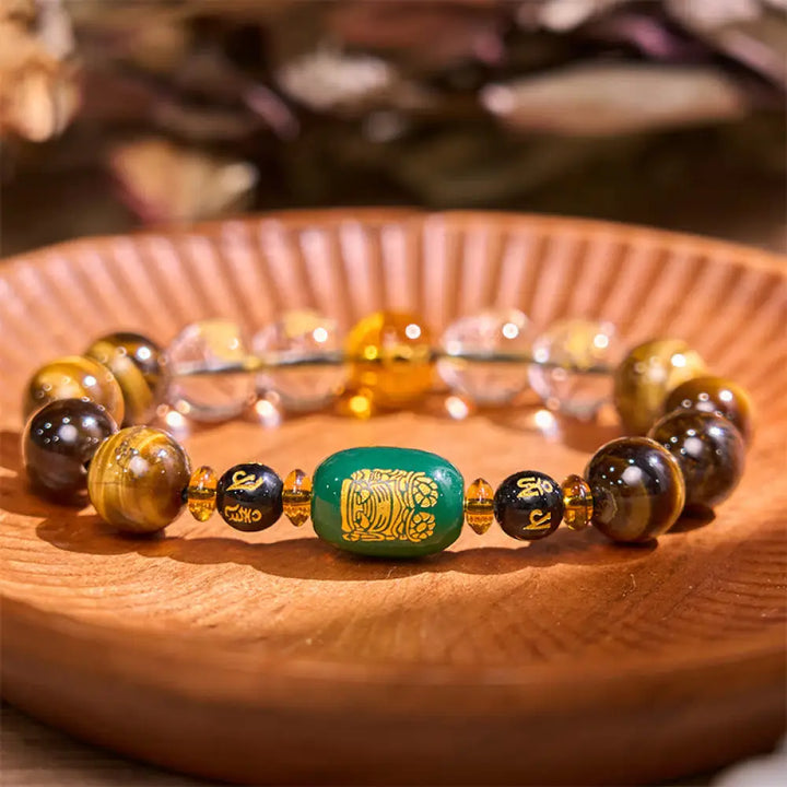 BWOOOH Chinese Zodiac Tiger Eye White Crystal Courage Bracelet - BWOOOH - Snake(Wrist Circumference: 14-16cm)