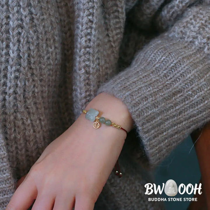 BWOOOH Chinese Zodiac Tiger Jade Prosperity Red String Bracelet - Chinese Zodiac Tiger&amp;Jade(Wrist Circumference