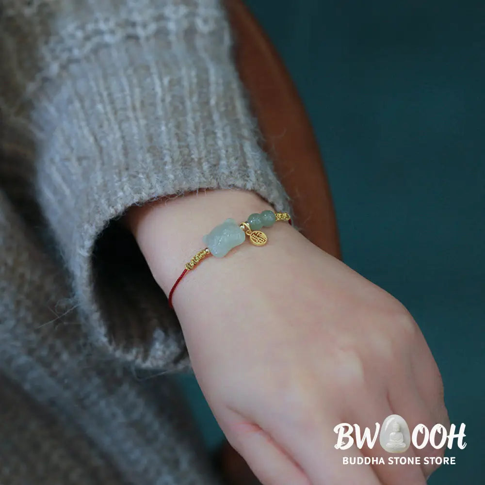 BWOOOH Chinese Zodiac Tiger Jade Prosperity Red String Bracelet - Chinese Zodiac Tiger&amp;Jade(Wrist Circumference