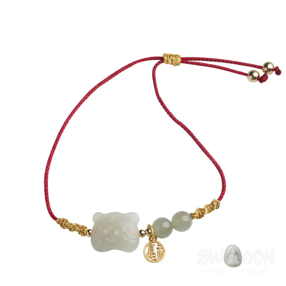 BWOOOH Chinese Zodiac Tiger Jade Prosperity Red String Bracelet - Chinese Zodiac Tiger&amp;Jade(Wrist Circumference