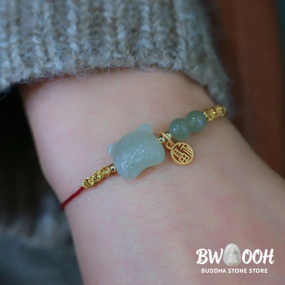 BWOOOH Chinese Zodiac Tiger Jade Prosperity Red String Bracelet - Chinese Zodiac Tiger&amp;Jade(Wrist Circumference
