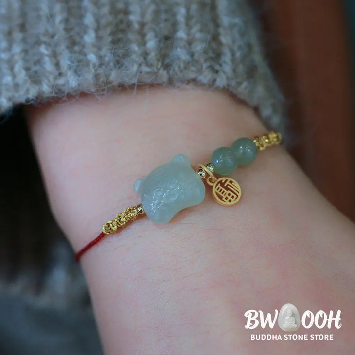 BWOOOH Chinese Zodiac Tiger Jade Prosperity Red String Bracelet - Chinese Zodiac Tiger&amp;Jade(Wrist Circumference